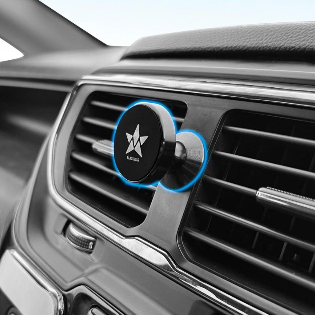 Blackstar Spiro Mag - Magnetic Mobile Phone Holder for Car Dashboard/Bike with 540° Angle Rotation - Phone Mount Stand with Strong & Safe Magnets - Compatible with All Mobiles (MAGSAFE Incompatible)