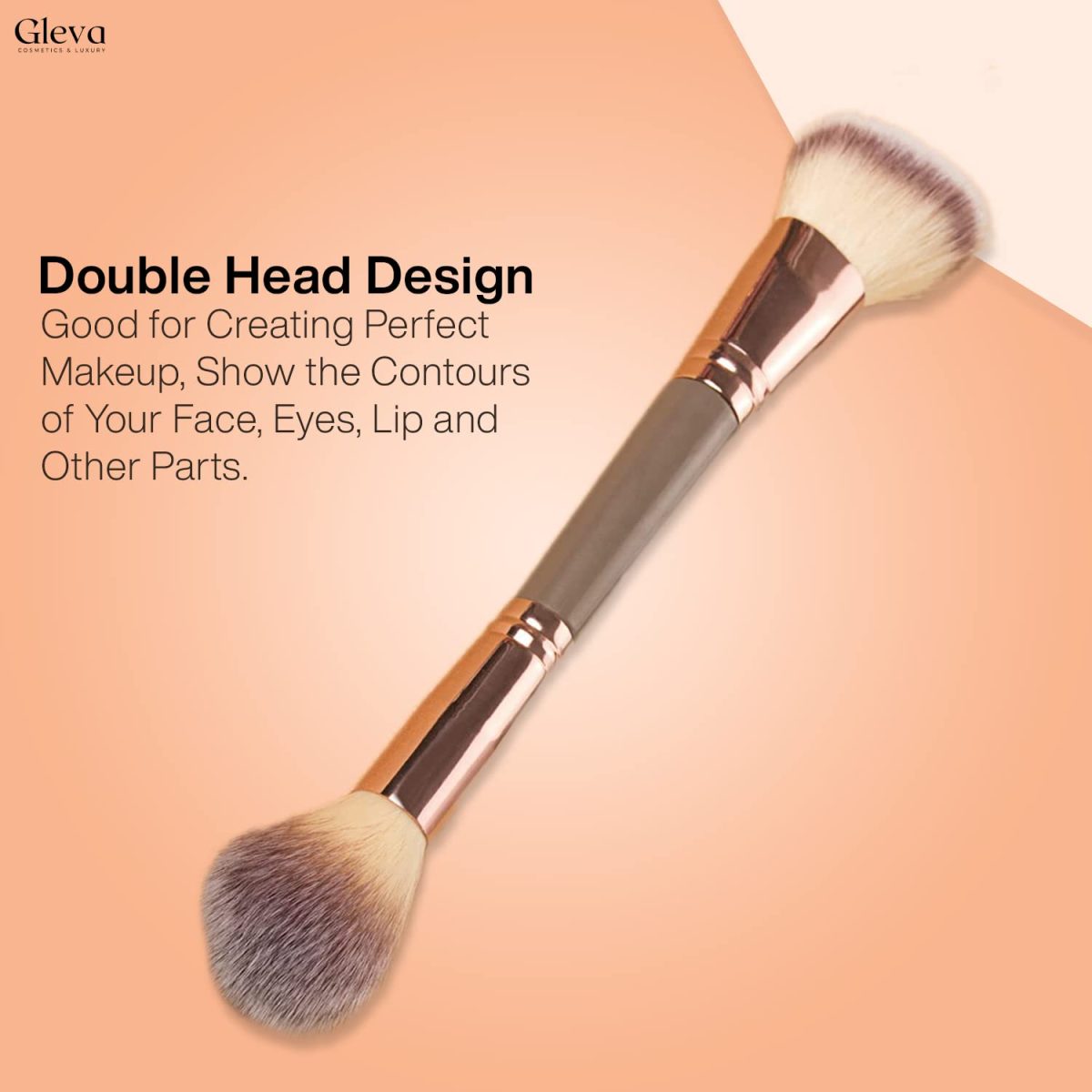 Gleva Multipurpose Kabuki Makeup Brush Dual-Ended Foundation Brush Concealer Brush Flawless Brush Ideal for Liquid Foundation, Cream, Powder, Blending, Buffing, Concealer (Brown) - Image 3
