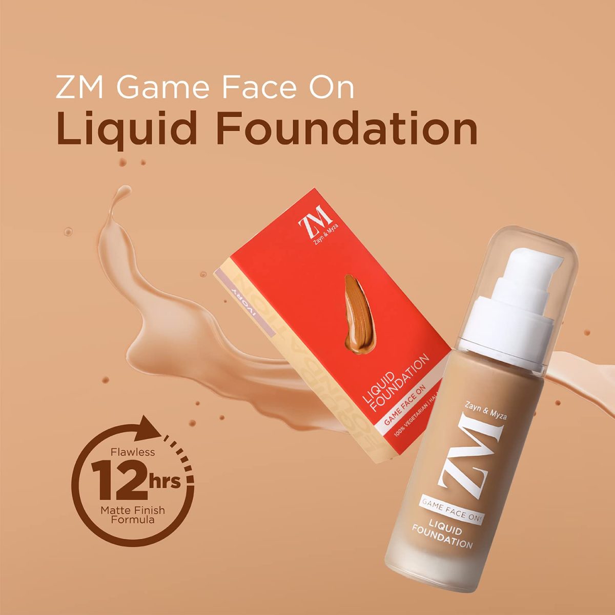 ZM Game Face on Liquid Foundation 12hour Long-lasting | Smudge-Proof | Transfer Proof | SPF 25 (Beige) - Image 3