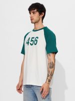 The Souled Store Squid Game: 456 Men and Boys Short Sleeves Round Neck White and Green Graphic Printed Regular Fit Cotton T-Shirts - Image 3