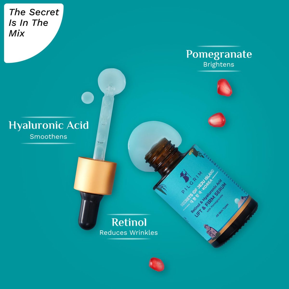 PILGRIM Korean 0.5% Retinol & 1% Hyaluronic Acid Lift & Firm Anti Aging Serum | Retinol serum for face| Reduce Fine Lines & Wrinkles|For Men & Women |All Skin Types|30ml - Image 3