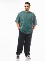Bewakoof Men's Self Design Oversized Fit Half Sleeve Round Neck Pure Cotton Plus Size Acid Wash T-Shirt - Image 4