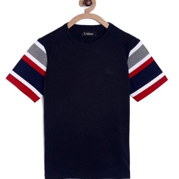 L'Adore Boy's Black Plain Polo Short Sleeve T-Shirt