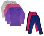 IndiWeaves Girls Cotton Full Sleeve Printed T-Shirts and Cotton Capri 3/4 Pants (Magenta,Blue,White,Pink,Purple,15-16 Years) Pack of 5