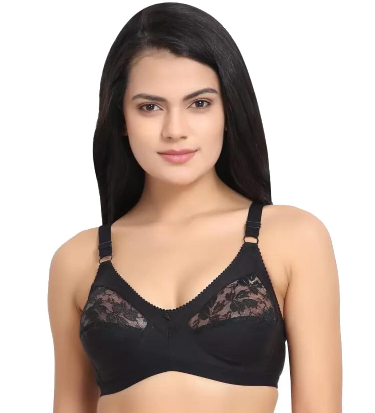 Khwaish Store Women Cotton Half Net Seamed Net Full Coverage Non Padded Everyday Bra Adjustable Straps Plus Size Bras. Size (32 Till 50)