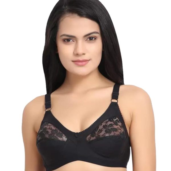 Khwaish Store Women Cotton Half Net Seamed Net Full Coverage Non Padded Everyday Bra Adjustable Straps Plus Size Bras. Size (32 Till 50)