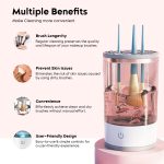 Gleva Automatic Makeup Brush Cleaner - Electric Brush Cleaner Spinner Tool for All Type Makeup Brushes - Cosmetic Brush Washing Cleaner All Size Makeup Brushes Contour, Foundation, Blush (White 01) - Image 2