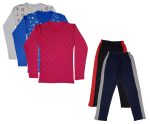 IndiWeaves Girls Cotton Full Sleeve Printed T-Shirts and Cotton Capri 3/4 Pants (Black,Navy Blue,White,Blue,Magenta,15-16 Years) Pack of 5