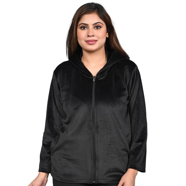Kripto Katrox Clothing Women's Winter Wear Velvet Hooded Neck Sweatshirt