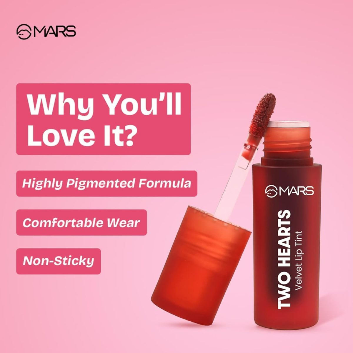 MARS PREMIUM Love Track Velvet Lip Tint (2.8ml) (ONE LOVE) | Velvet Matte Finish | Non-Sticky & Lightweight | Highly Pigmented | Comfortable Wear | 6 Flattering Shades-sh7711 - Image 3