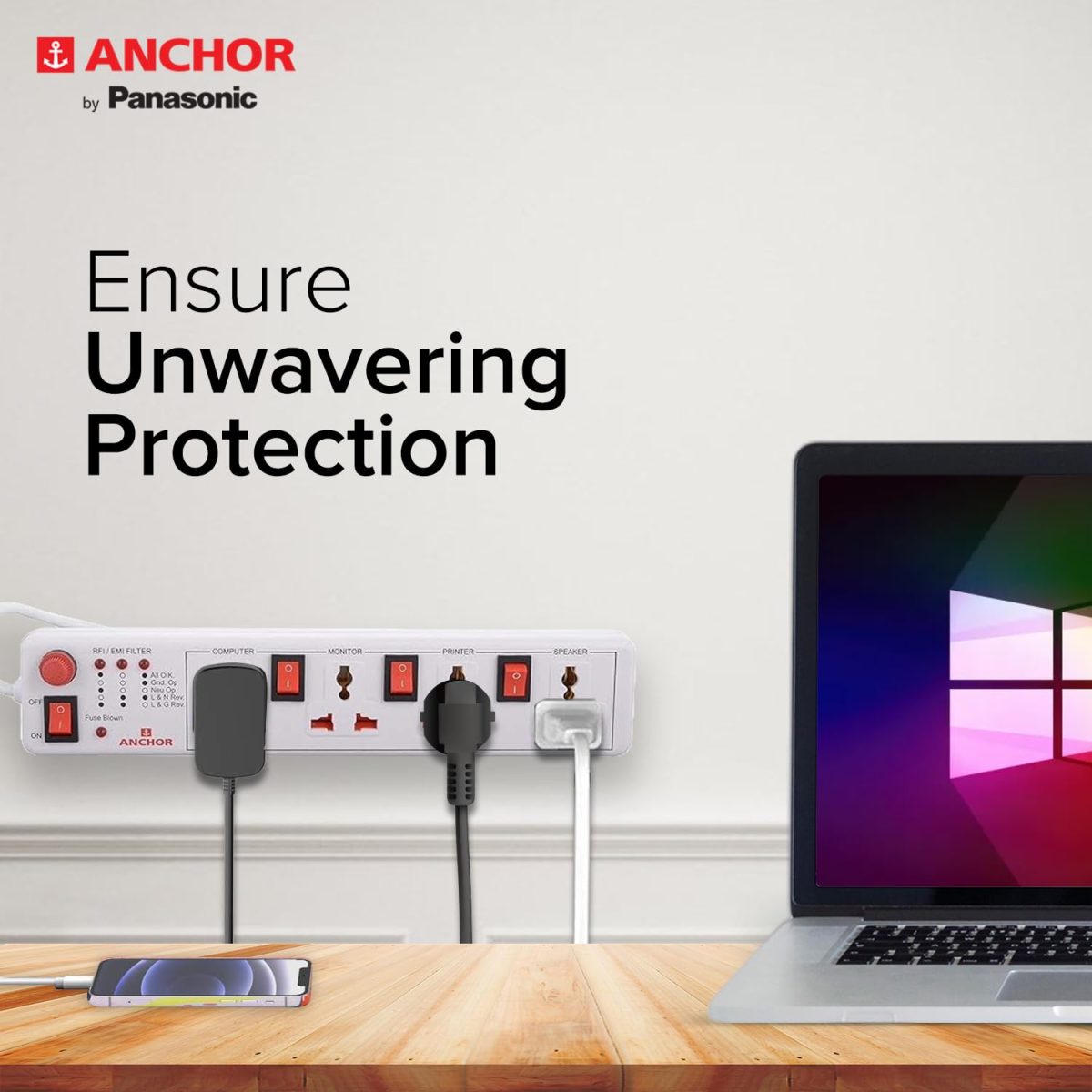 Anchor by Panasonic Spike Guard- 4 Universal Socket Shutter with Individual Switch - 4 Mtr (22569) - Image 4