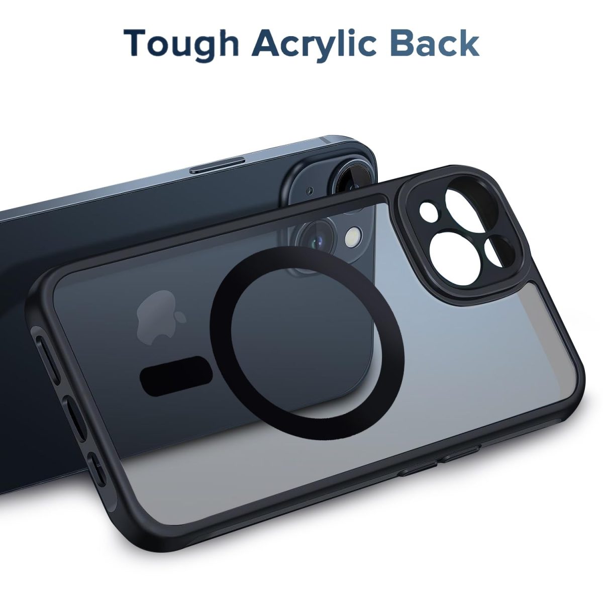 EGOTUDE Designed for iPhone 15 Case | Strong Magnet Camera Protection Translucent Matte Hard Back Cover Compatible with Mag-Safe (TPU+Polycarbonate | Frost Black) - Image 8