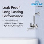 Benelave by Hindware Volga Brass Wall Mixer for Bathroom with Stainless Steel L-Bend Provision for Overhead Shower, Chrome Finish | 7-Year Manufacturer Warranty - Image 3