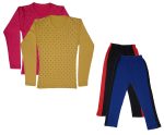 IndiWeaves Girls Cotton Full Sleeve Printed T-Shirts and Cotton Capri 3/4 Pants (Black,Blue,Magenta,Yellow,11-12 Years) Pack of 4