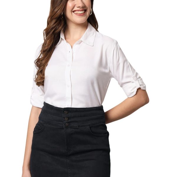 FUNDAY FASHION Women's Rayon Blend Regular Fit Solid Casual/Formal Button Shirt