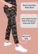 SPENCA Camouflage Dry-Fit Military Women Six Pocket Gym Trackpant,Joggers,Sports Pant | Green - Image 2