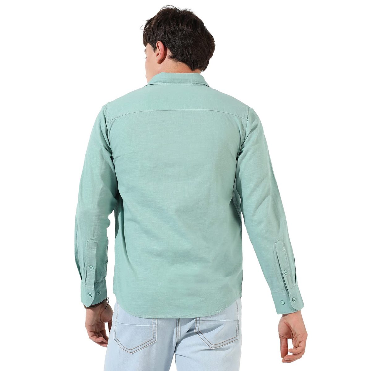 Campus Sutra Men's Button Up Spread Collar Shirt for Casual Wear | Regular Fit | Cotton Shirt Crafted with Sleeve, Comfort Fit & High-Performance for Everyday Wear - Image 2