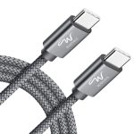 Wayona Type C to Type C Fast Charging Cable 65W Nylon Braided Cord Compatible with iPhone 16, iPhone15 Series,Samsung Galaxy S24,S23 S22,Flip, Fold,Macbook, OnePlus (1M, Grey)