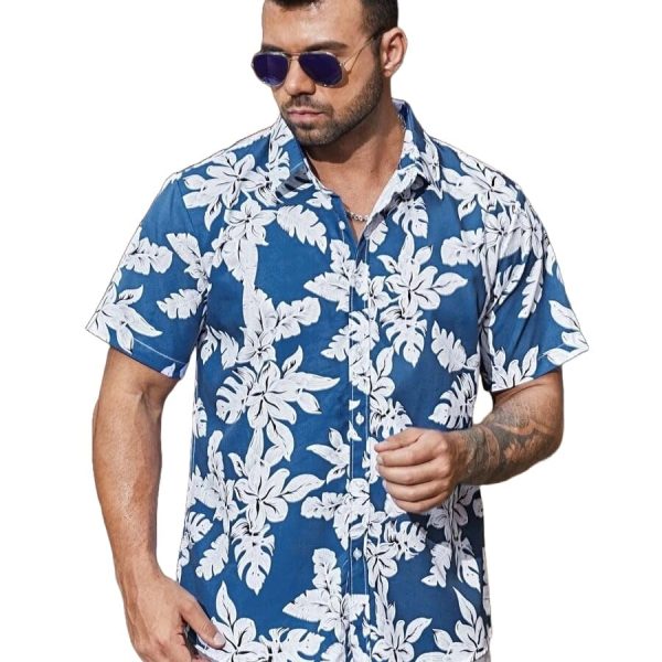 LookMark Men's Floral Vibrant Printed Half Sleeve Loose Fit Casual Shirt in Cotton Blend – Perfect for Beach Days, Everyday Comfort, and Effortless Style