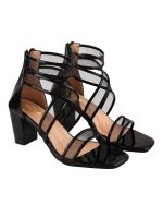 Shoetopia Patent Multi Cross Strap Block Heeled Sandals for Women & Girls
