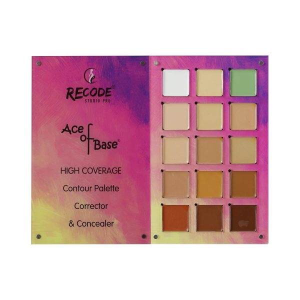 Recode Beauty Concealer, Colour Corrector & Contour Palette Powder Full Coverage For All Skin Type, Erases Dark Circles, Matte Uneven Skin Tone, Redness, Blemishes, Even Scars, 15 Shades