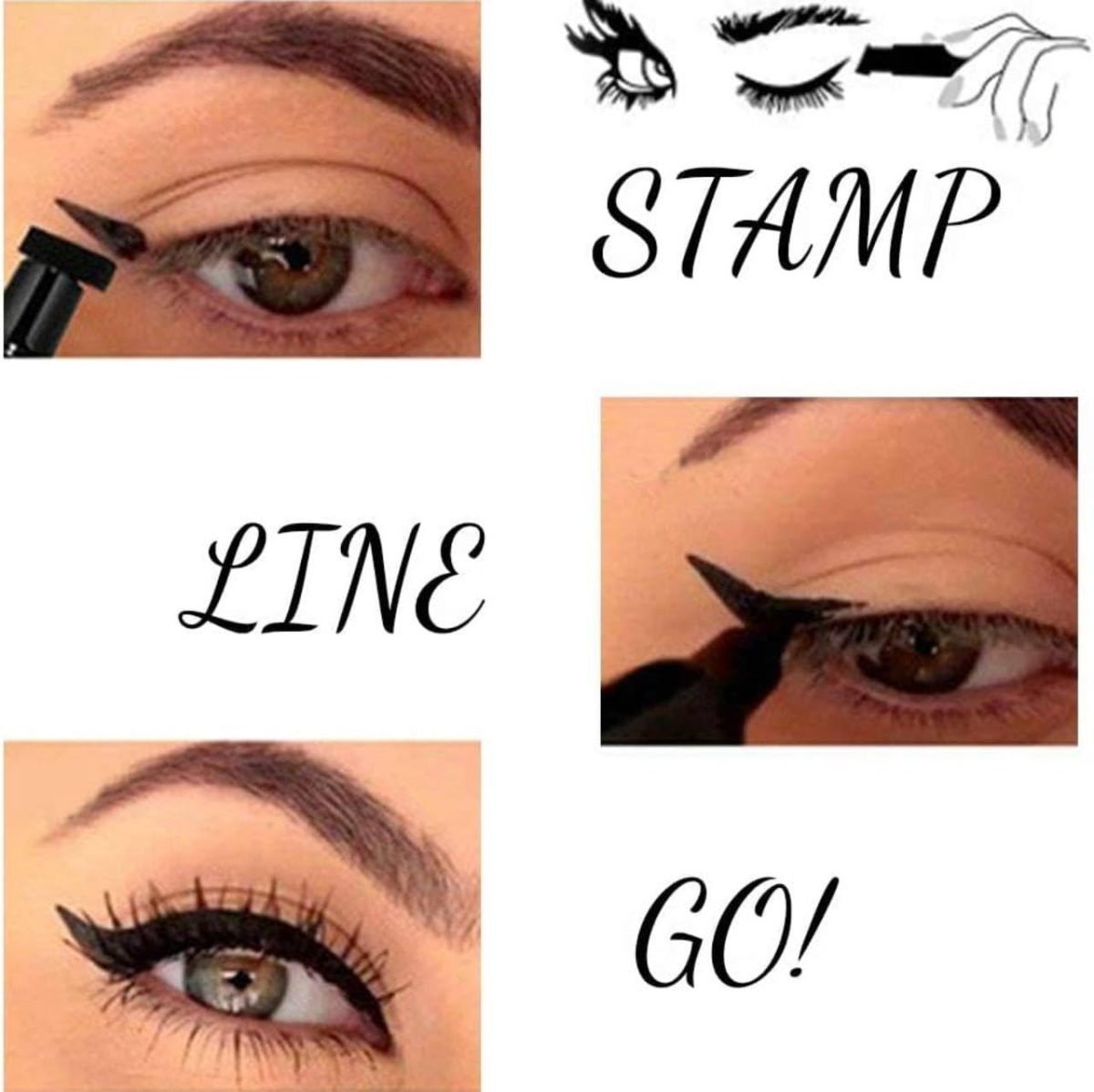 LARYNX Eyeliner Stamp Double-sided Liquid Winged Eye Liner Pen Waterproof Smudgeproof Eyeliner Pen (1 PCS, Black) - Image 5