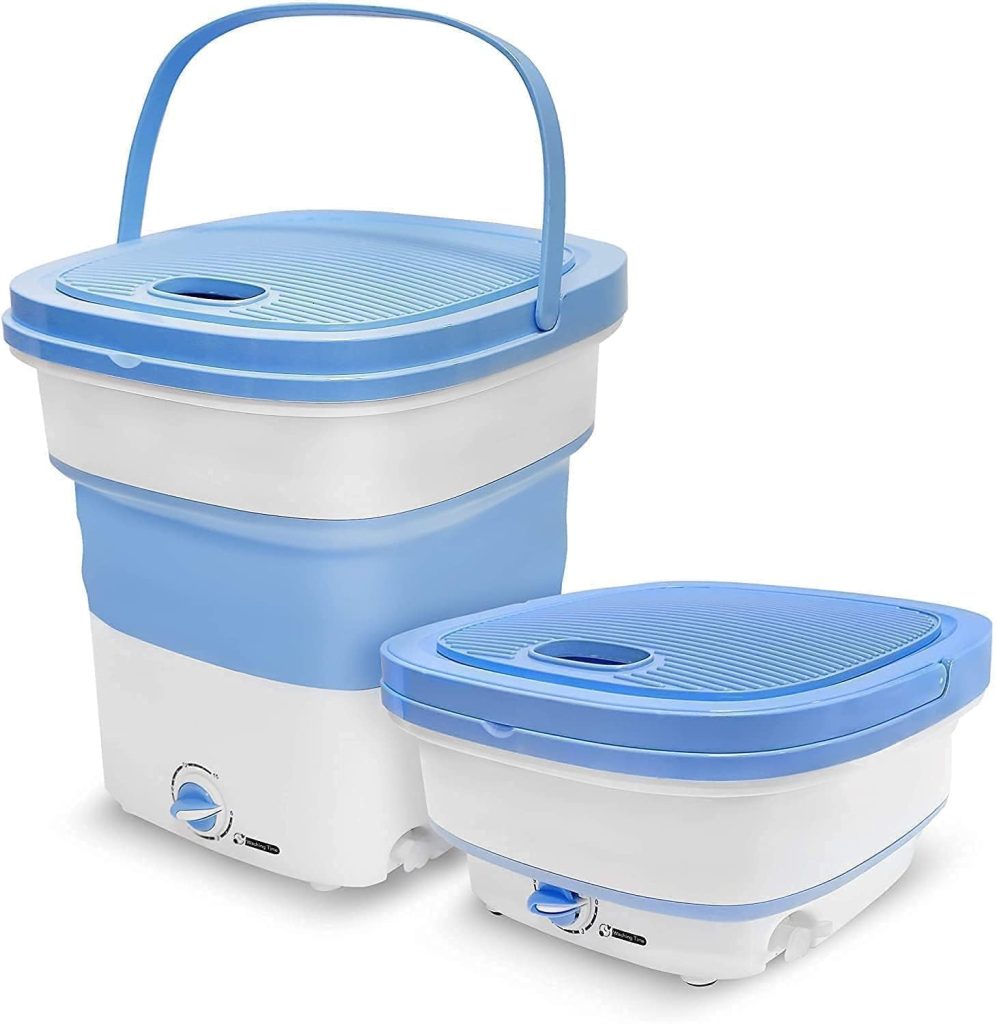 KD ZONE 2Kg Portable Mini Top Loading Washing Machine, Foldable Bucket Washer with Modes& Single Person Use Mobile Washing/Spin Dry for Baby Clothes, Hostel, Travel, Lightweight (Multi)