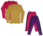 IndiWeaves Girls Cotton Full Sleeve Printed T-Shirts and Cotton Capri 3/4 Pants (Magenta,Purple,Magenta,Yellow,11-12 Years) Pack of 4