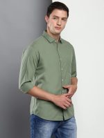 Dennis Lingo Men's Solid Dusty Green Casual Shirt (AZ301_Dusty Green_M) - Image 5