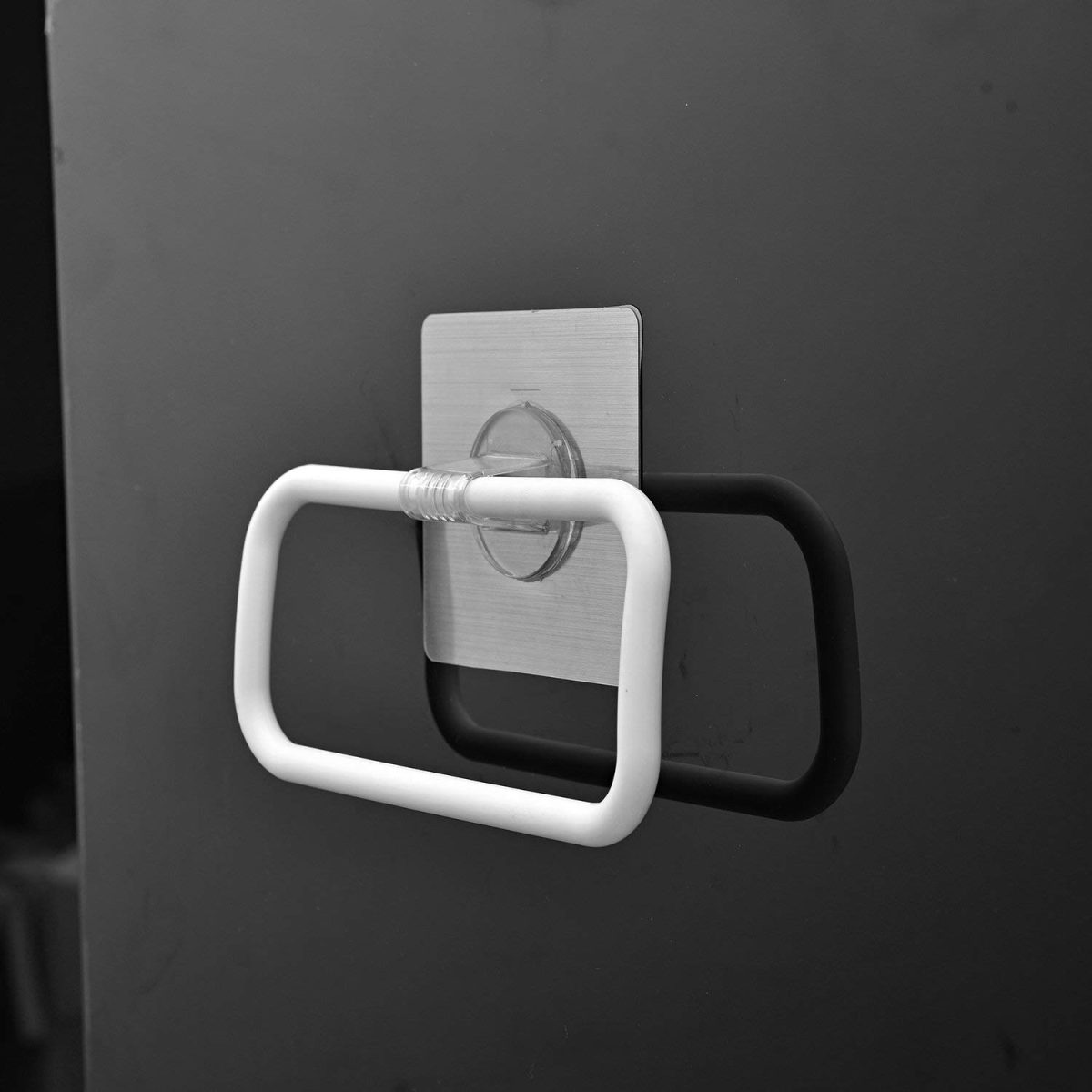 Zollyss Magic Sticker Series Self-Adhesive Plastic Towel Holder Hanger (White) - (Pack of 1) - Image 7
