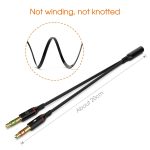 Sounce Gold Plated 3.5 mm Headphone Splitter for Computer 2 Male to 1 Female 3.5mm Headphone Mic Audio Y Splitter Cable Smartphone Headset to PC Adapter – (Black,20cm) - Image 3