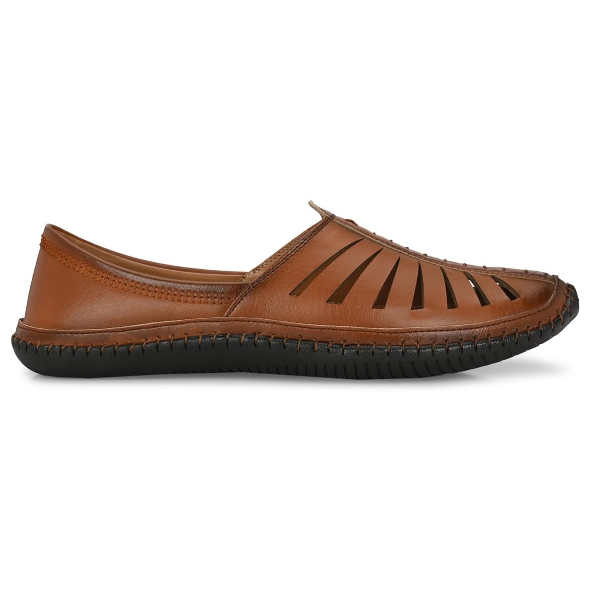 Karaddi 5082 Men's Loafer Stylish Ethnic Peshawari Nagra Mojadi Sherwani Sandals Wedding Latest Kolhapuri Brown Tan Black Shoes for Men - Image 6