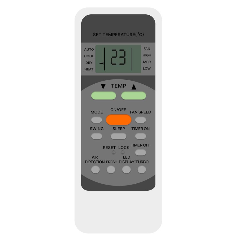 ZIEVA Compatible with Electrolx AC Replacement Remote for 1 1.5 2 ton Split/Window Air Conditioner - Please Match The Original Remote (AC 12)