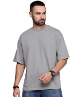 LEOTUDE Half Sleeve Oversized Tshirt for Men, Round Neck Cottonblend Drop Shoulder Solid T-Shirt (Color Multicolor)