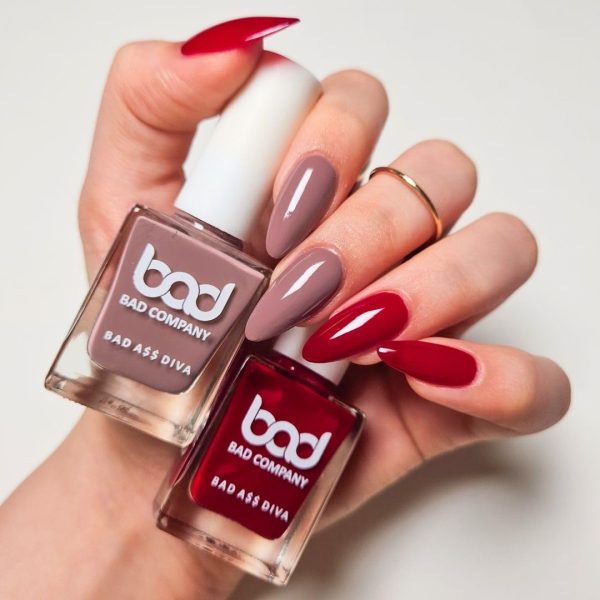 BAD COMPANY Nail Polish 10ml, No Toxin Nail Lacquer, Long Lasting, Chip Resistant, Vegan, Quick Dry & Cruelty-Free Nail Paint Enamel, Glossy Finish - Set of 2