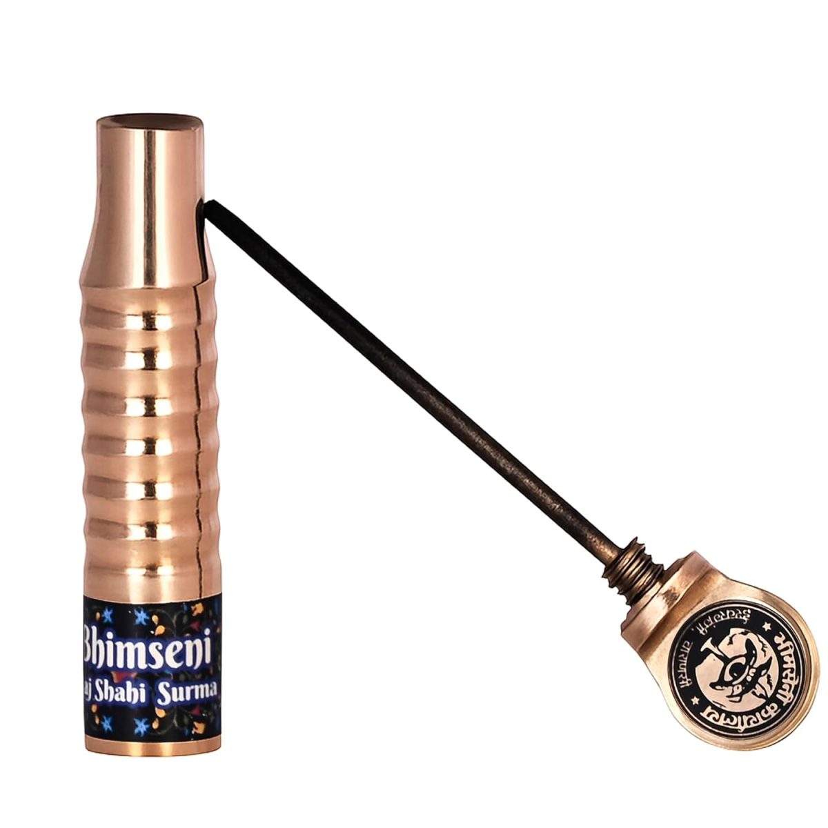 Bhimseni Rajshahi Black Surma, Traditional Ayurvedic Eye Care with Triphala,Herbs & motibhasm, Brass royal airtight brass surmedani - Image 2