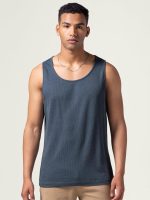 DAMENSCH Relaxed Fit Cotton Rich Blend Waffle Texture Anti- Bacterial Super Premium Solid Tank Top Gym T shirts for Men Pack of 1 - Image 4