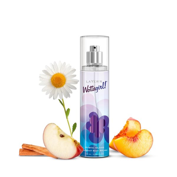 Layer’r Wottagirl Mystic Island Body Splash, 135 ml Premium Long-lasting Body Mist Spray for Women, Breezy Tropical Fragrance, Ideal for Everyday Use, Non-Irritating & Refreshing