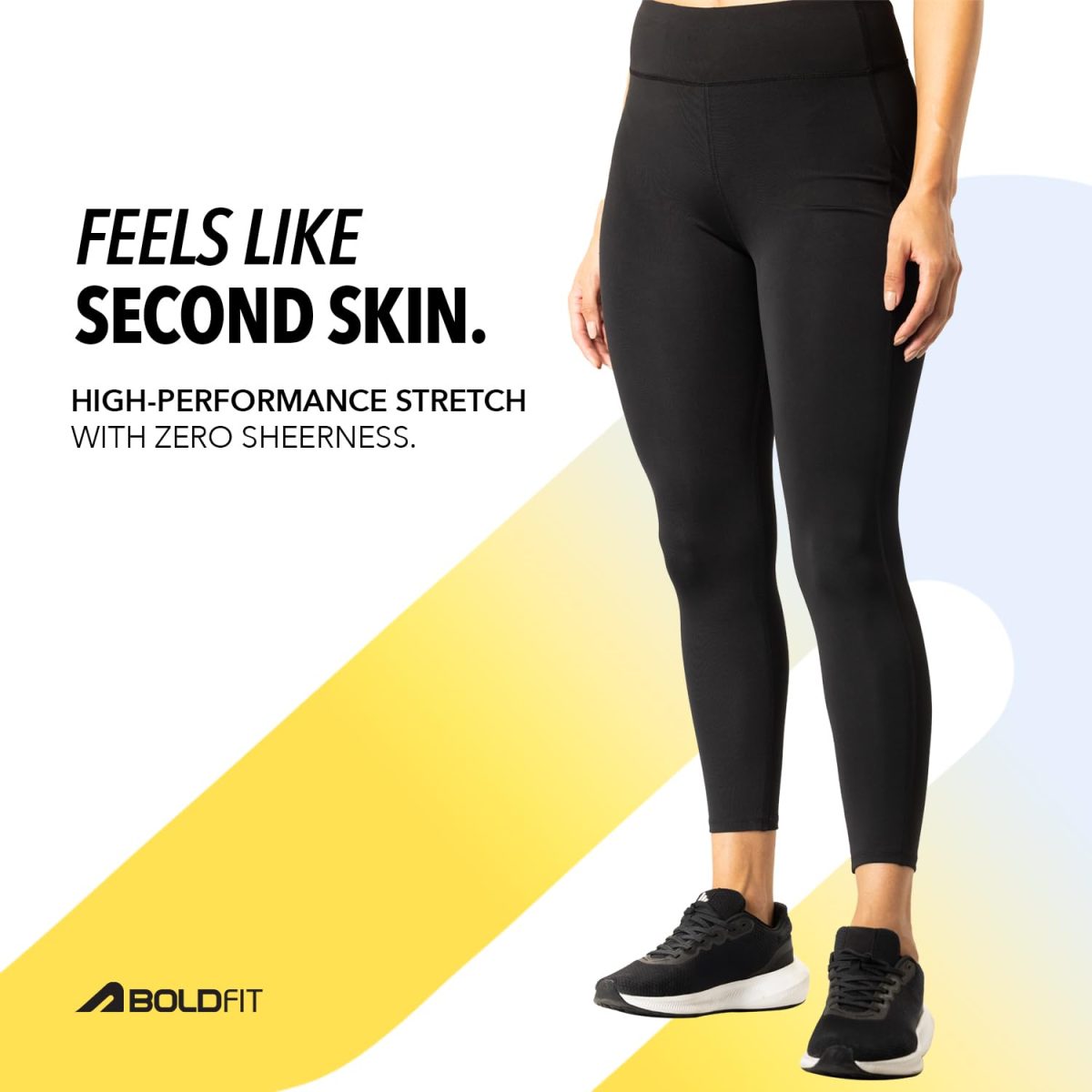 Boldfit Mid-Rise Ankle-Length Gym Leggings for Women – Breathable, Stretchy Polyster Yoga Pants, Sweat-Wicking, Non-See-Through Activewear, Workout Tights Jeggings with Pockets-Black - Image 4