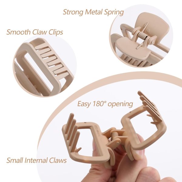hair clutcher for women 4pc Elegant Medium Square Hair Clips - Non-Slip, Matte Finish for Women & Girls - Perfect for Casual Attire, Styling Makeup clip coupanas