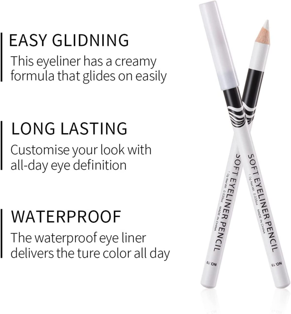 My Colors White Eyeliner Pencil Professional Highlighter Eye Liner Pen Waterproof Long Lasting Eyeliner1.8g (white, 6 -pcs) - Image 2