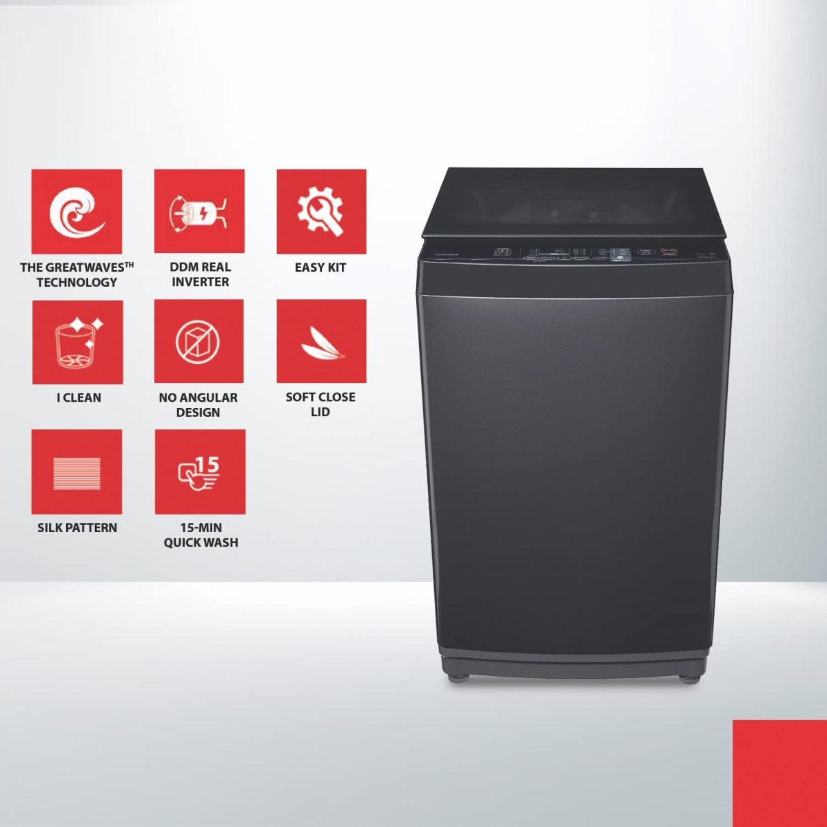 Toshiba 10.5 5 Star KG DD Motor Fully Automatic Topload Washing Machine (AW-DUK1150H-IND(SK), Silver) - Image 3