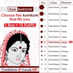 PERPAA Kumkum Velvet Round Bindi Box of 15 Flaps for Ladies Women Forehead Bindi (Stick On) (Size 7, Diameter 4mm, Dark Maroon) - Image 4
