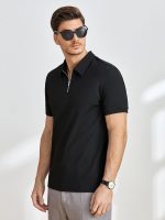 Men's V-Neck with Zip Closure Type T-Shirt Men's Regular Fit - Image 3