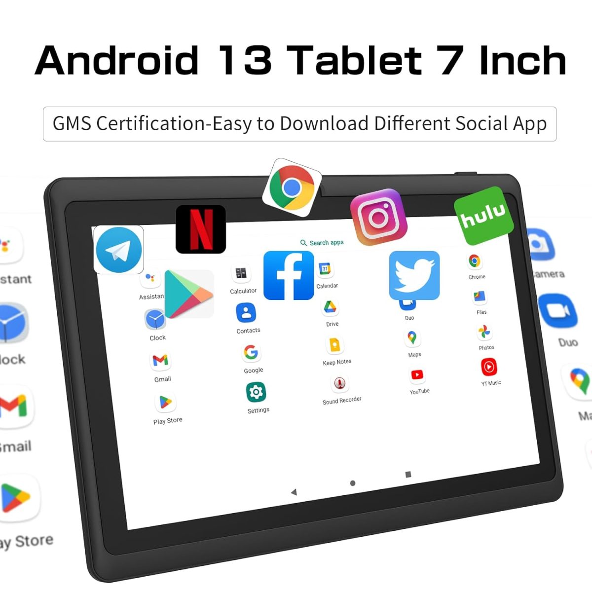 NEWISION 7" Tablet with Case, Quad Core Android 13 Tablets, 4GB RAM 32GB ROM 512GB Expand, WiFi 6, Bluetooth, 1024x600 HD IPS Screen, 3500mAh, Dual Camera, USB C Tablet PC (Blue) - Image 4