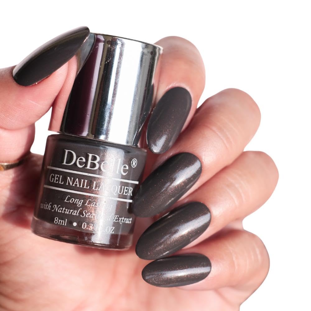 DeBelle Gel Nail Lacquer - French Collection | Long Lasting, Non UV Gel Finish | Seaweed Enriched & Chip Resistant - 8 Ml (Copper Glaze)