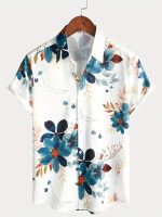 chandr fashion Men,s White Purple Printed Designer Men's Half Sleeves Printed Shirt - Image 2