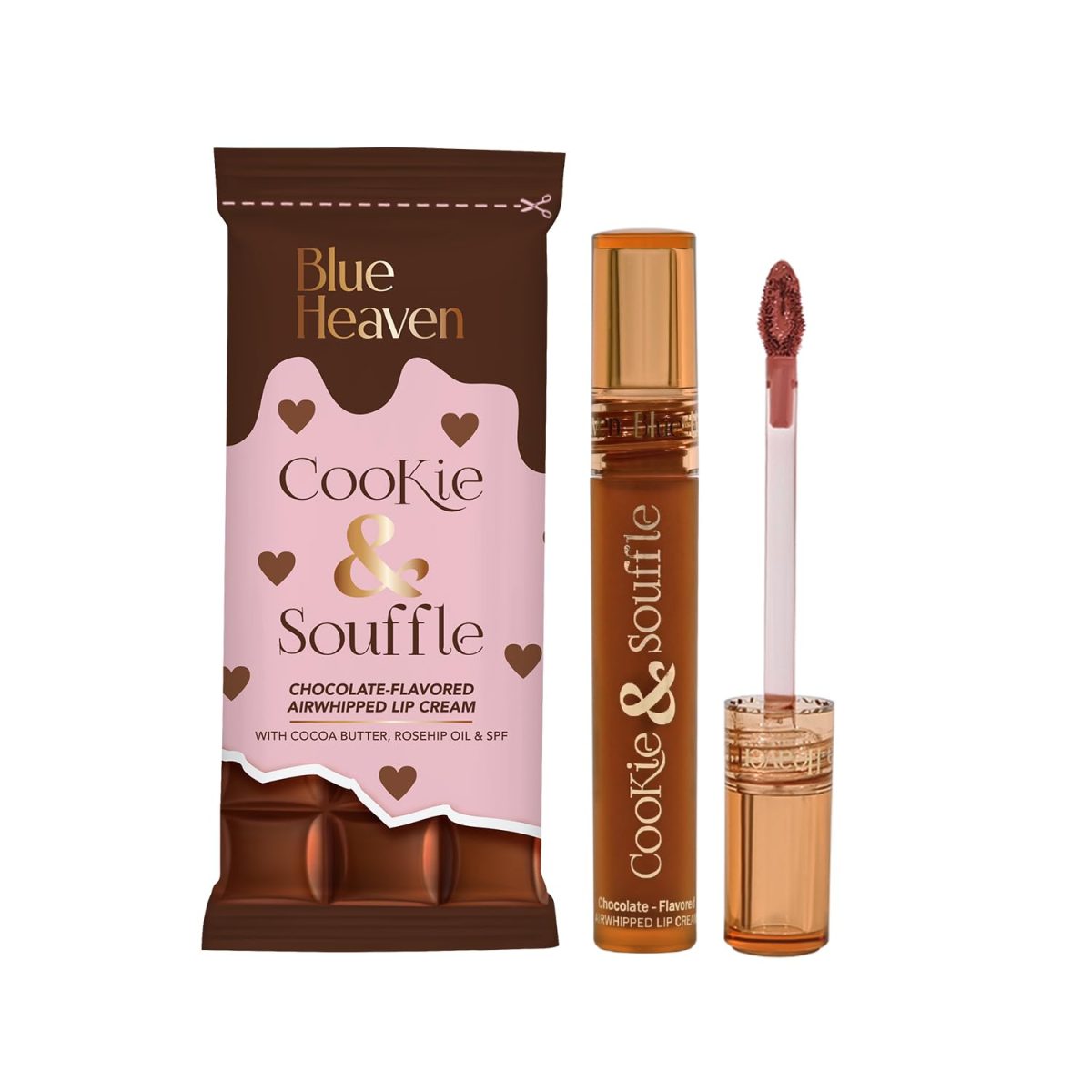 Blue Heaven Cookie & Souffle Matte Lipstick for Women, Long lasting Liquid lipstick, Enriched with Cocoa Butter & Rosehip Oil, Softening & Nourishing Lip color - Fudge Fantasy, 3.2ml - Image 3