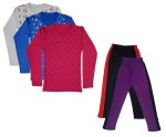 IndiWeaves Girls Cotton Full Sleeve Printed T-Shirts and Cotton Capri 3/4 Pants (Black,Purple,White,Blue,Magenta,8-9 Years) Pack of 5