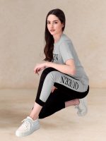 DTR FASHION® Lycra Blended QUEEN Letter Printed Tracksuit Co-ord Sets for Women_TS_QUEEN_NEW - Image 5